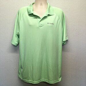 Columbia Mens L PFG Polo Omni Shade Lime Green Short Sleeve Fishing